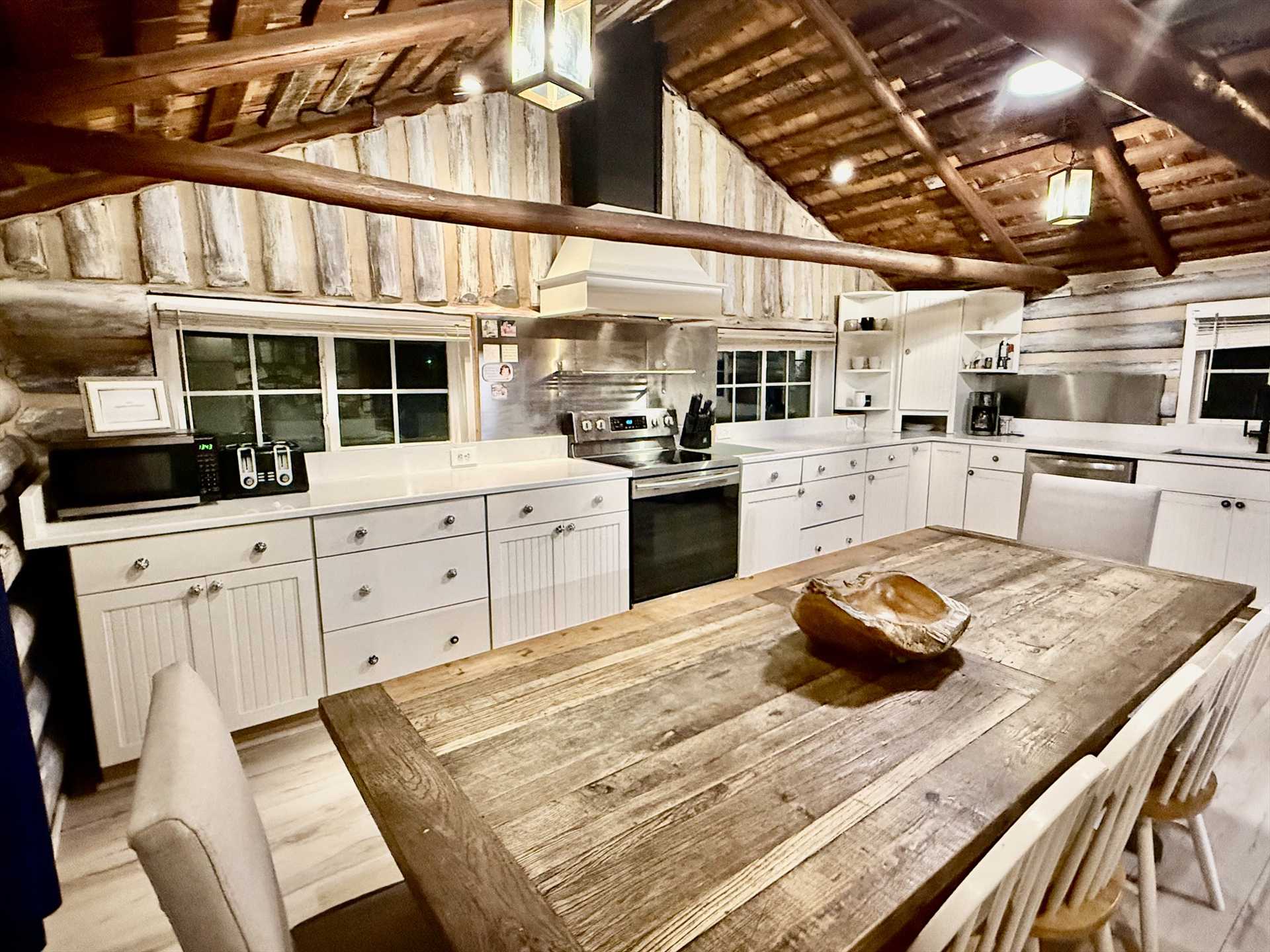 Large kitchen with farm style table - lots of room for a lar